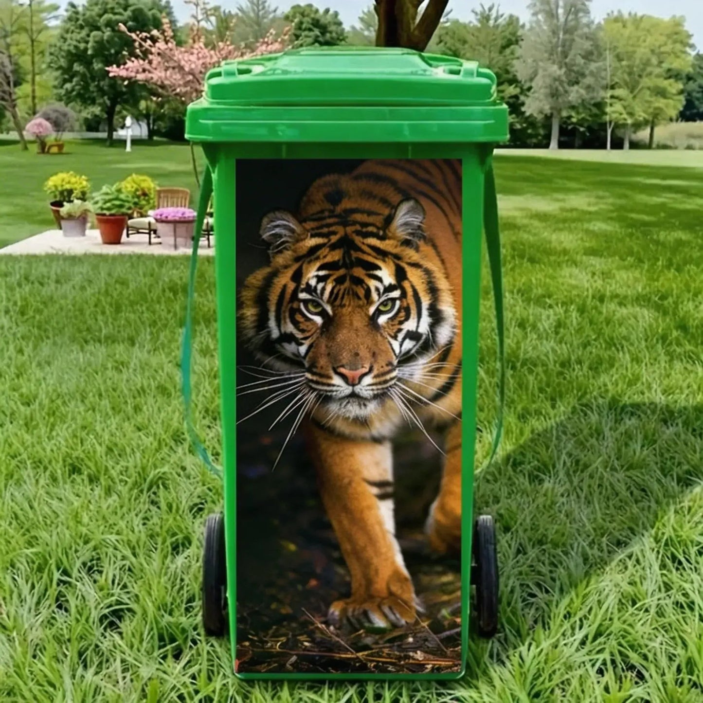🦒🐯Kreativt søppelbøtteklistremerke med fargerik tegneserie✨