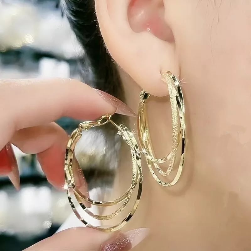 💍Enkle flerlags bøyle-øredobber🌿Unikt design!