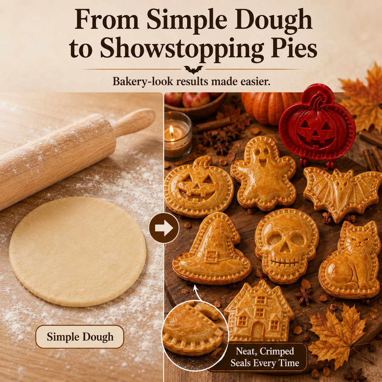 🎄🎃 8-delers paiformsett med Halloween-tema – perfekt for baking i høytiden