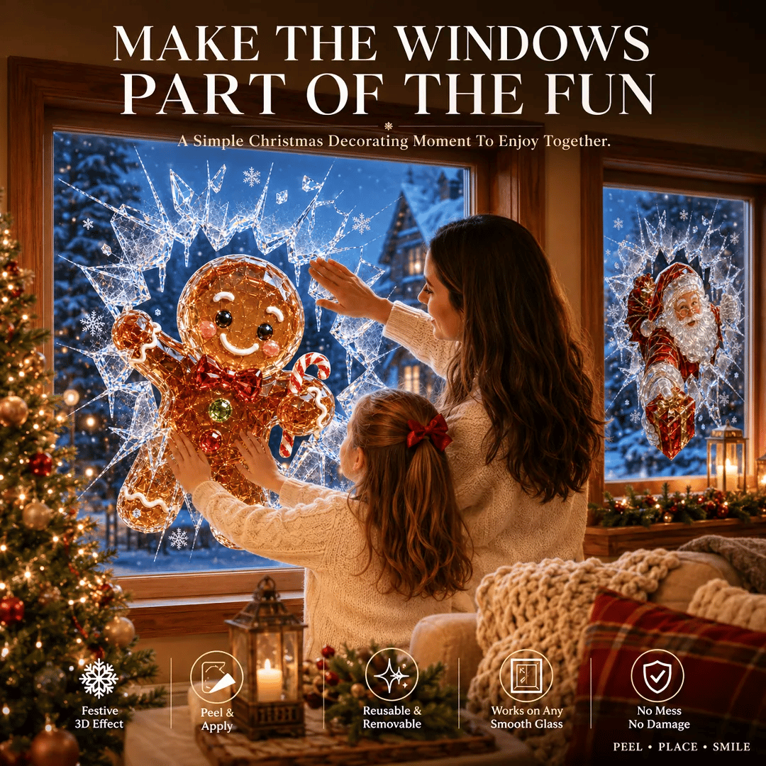🔥 Bestselger: 49 % rabatt ✨🎄 «Crystal Christmas»-vindusdekal med knust glass-effekt – Juledekorasjon i 3D-stil
