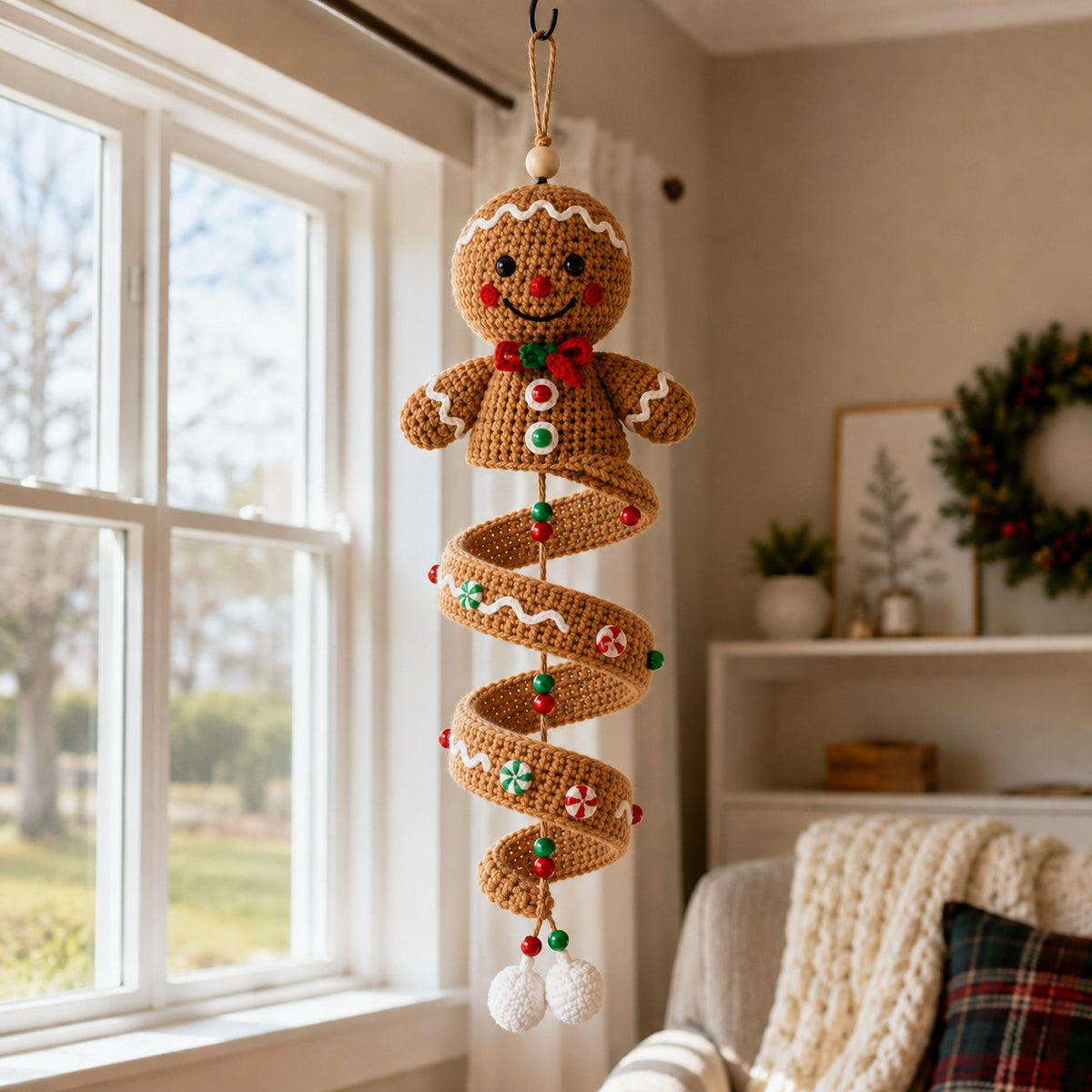 ☃️Siste dag 50 % RABATT - DIY spiralheklet snømannsett