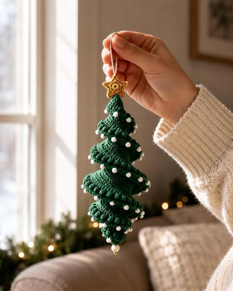 ☃️Siste dag 50 % RABATT - DIY spiralheklet snømannsett