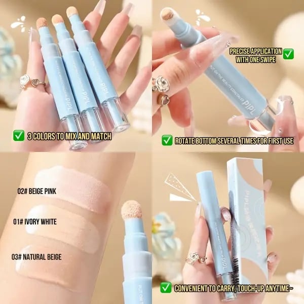 🖋️✨Kjøp 1, få 1 gratis!! 💙 Dobbel effekt concealer, foundation og øyeconcealer — 24 timers langvarig sminke👁️