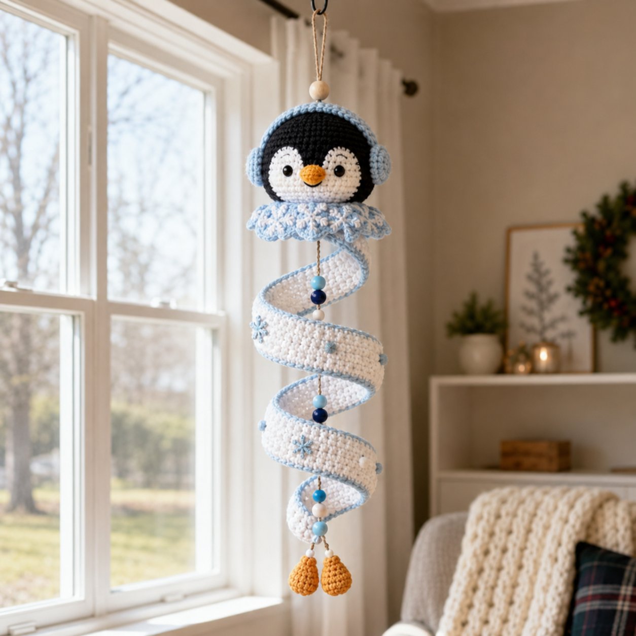 ☃️Siste dag 50 % RABATT - DIY spiralheklet snømannsett