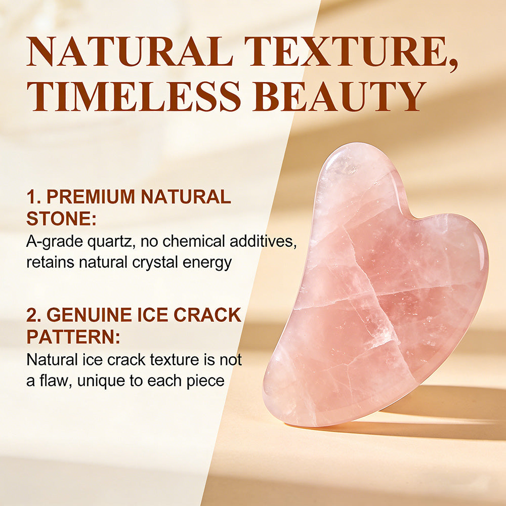 💖Hjerteformet Gua Sha-massasjeapparat med naturlig krystall – Gua Sha-verktøy for hele kroppen for ansikt, nakke og kropp