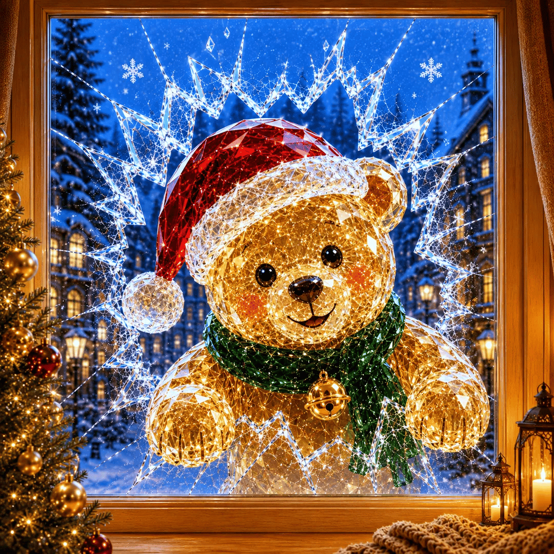 🔥 Bestselger: 49 % rabatt ✨🎄 «Crystal Christmas»-vindusdekal med knust glass-effekt – Juledekorasjon i 3D-stil