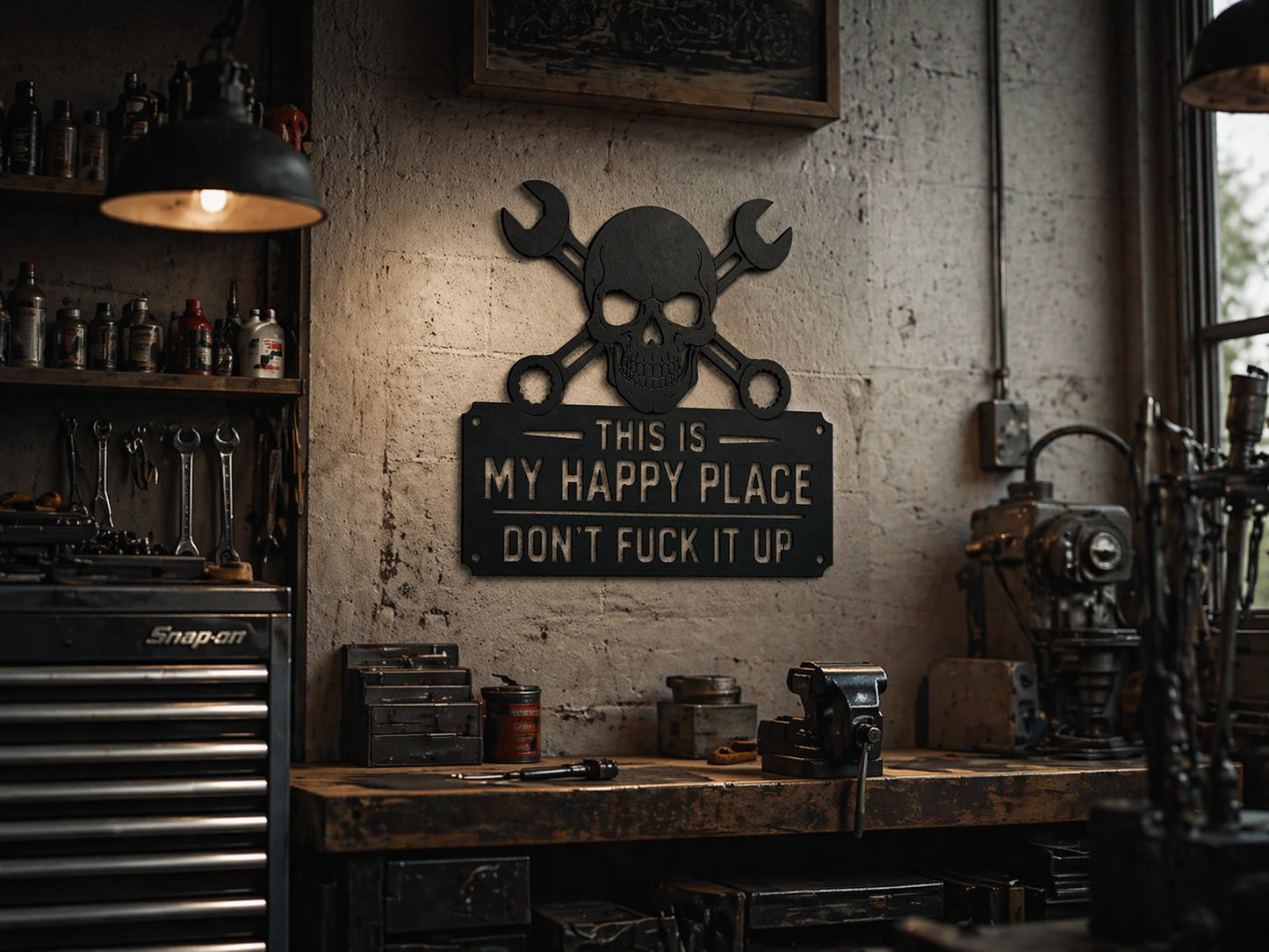 💀🛠️«This Is My Happy Place» – veggskilt i metall🔥