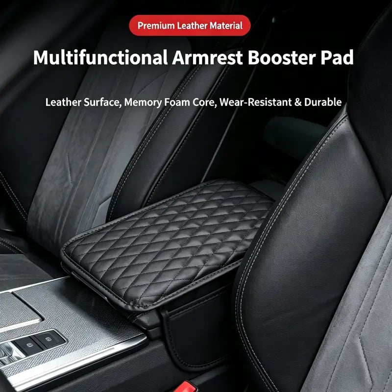🚗Multifunksjonelt armlenepute til bil – Polstret konsolltrekk med innebygd oppbevaringsplass