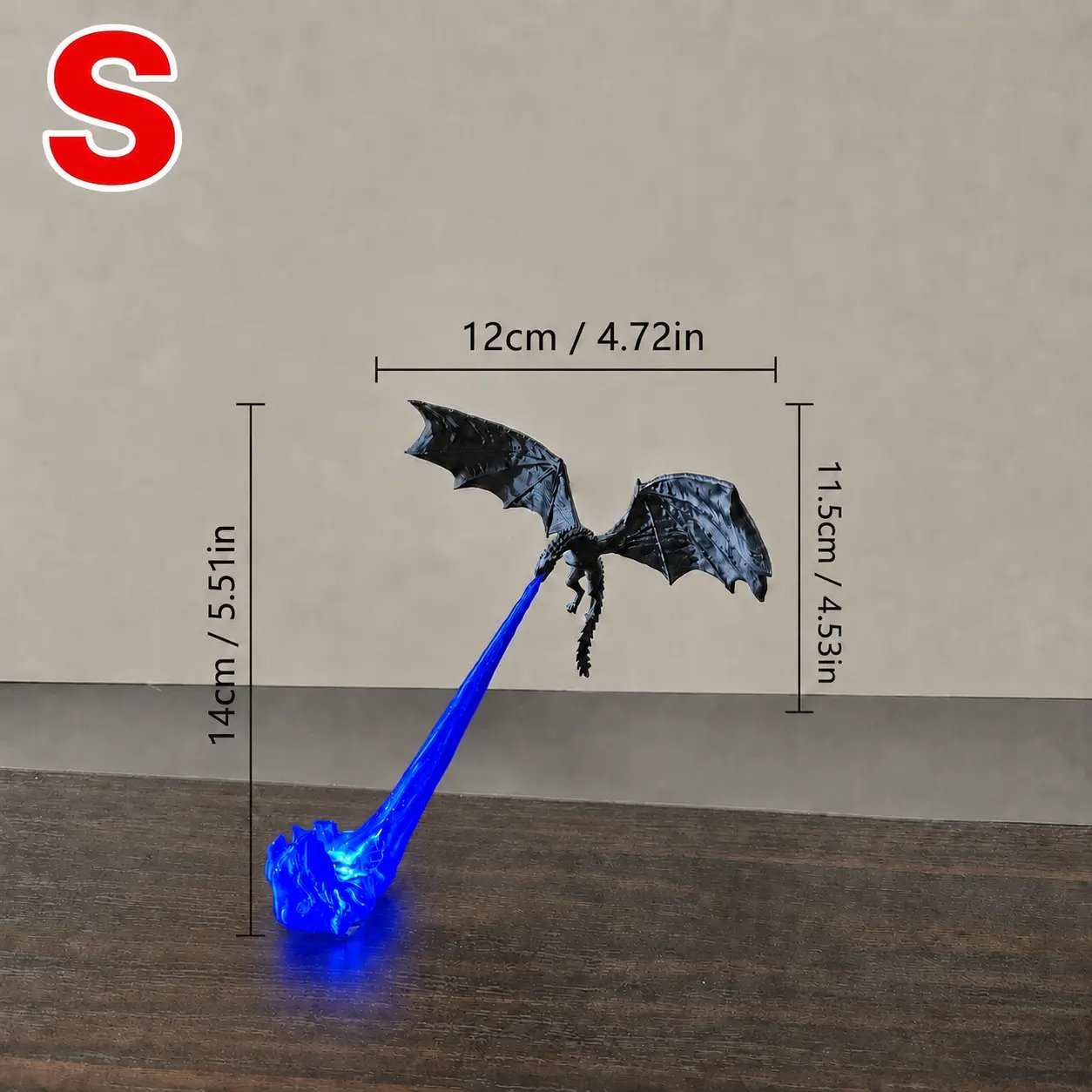 🐲🔥3D-printet opplyst drageflammebokkrok – Mystisk fantasibokhylledekor