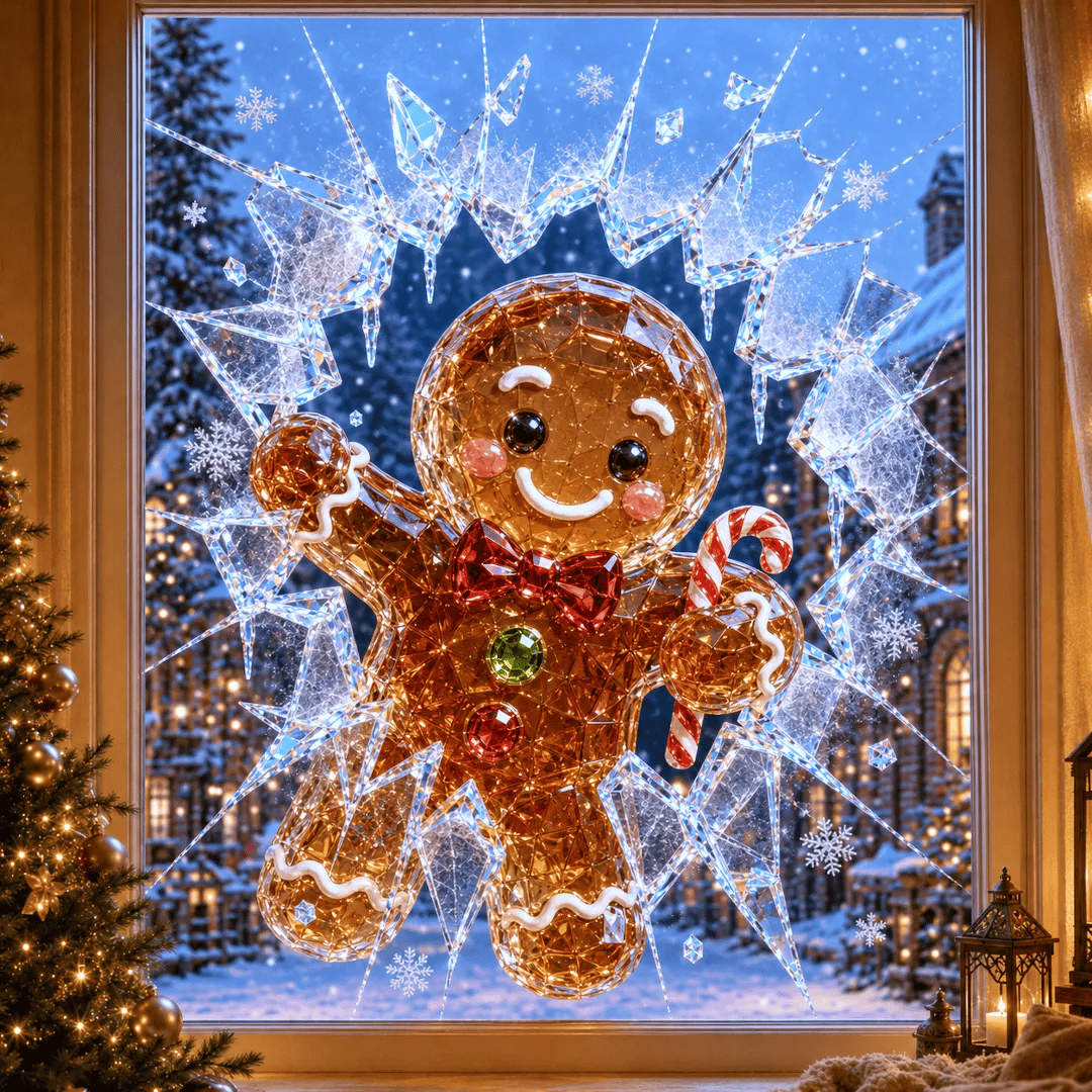🔥 Bestselger: 49 % rabatt ✨🎄 «Crystal Christmas»-vindusdekal med knust glass-effekt – Juledekorasjon i 3D-stil