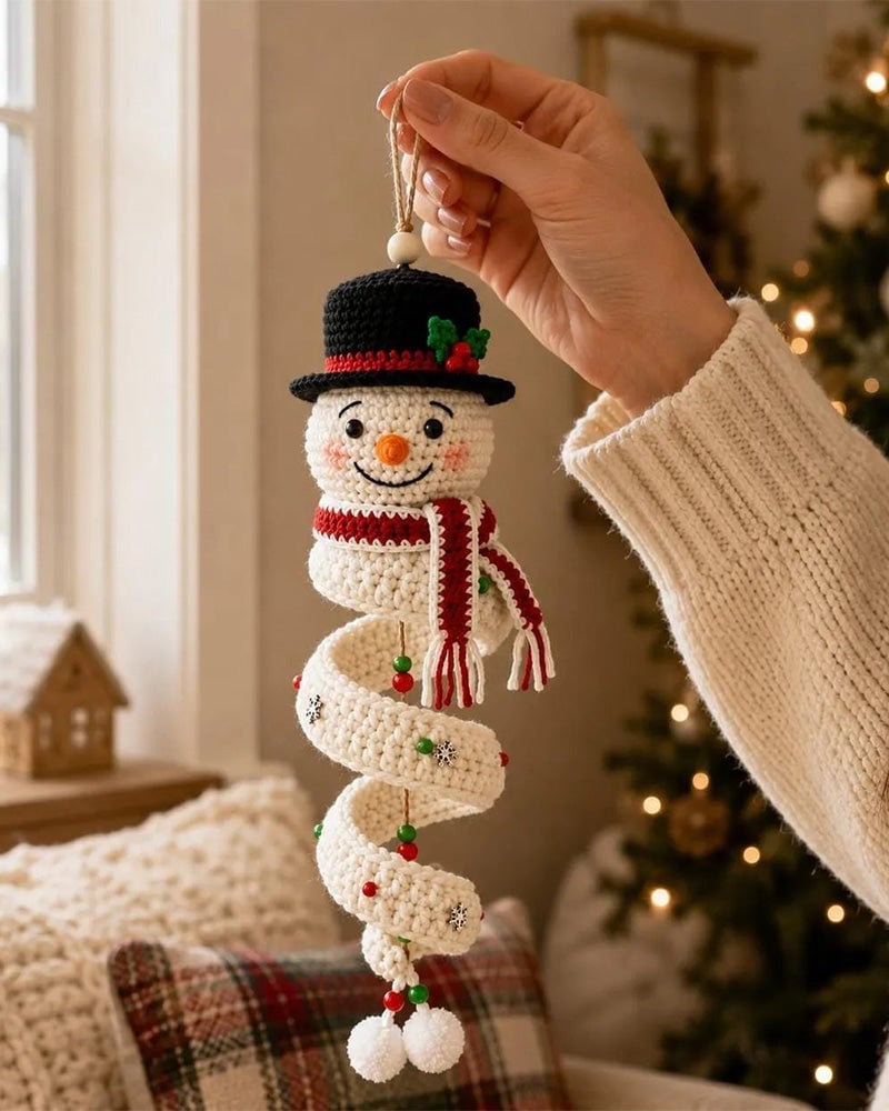 ☃️Siste dag 50 % RABATT - DIY spiralheklet snømannsett
