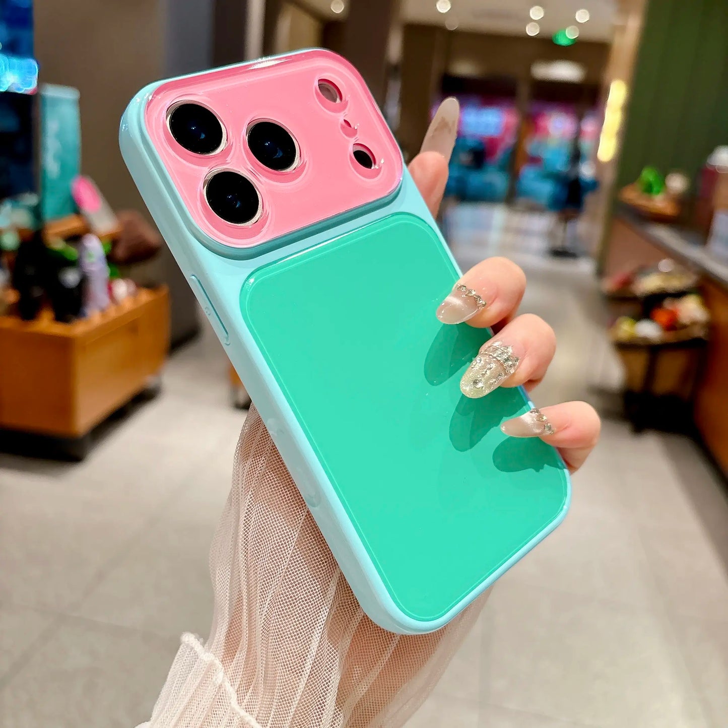 Kontrastfarget matt deksel til iPhone 17 16 15 14 13 Pro Max – Fallsikker full linsebeskyttelse