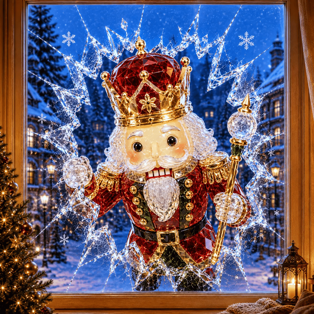 🔥 Bestselger: 49 % rabatt ✨🎄 «Crystal Christmas»-vindusdekal med knust glass-effekt – Juledekorasjon i 3D-stil