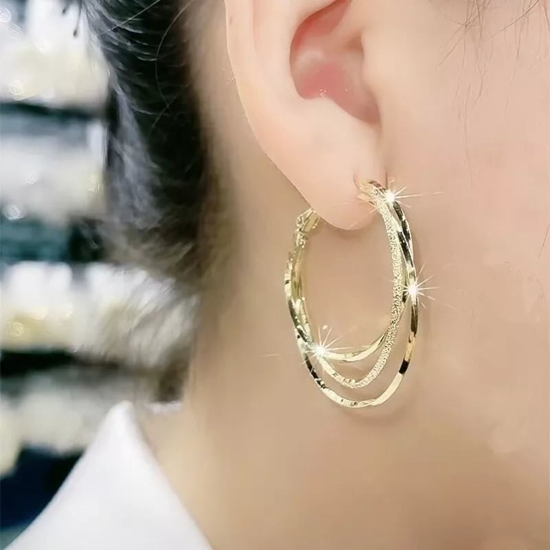 💍Enkle flerlags bøyle-øredobber🌿Unikt design!
