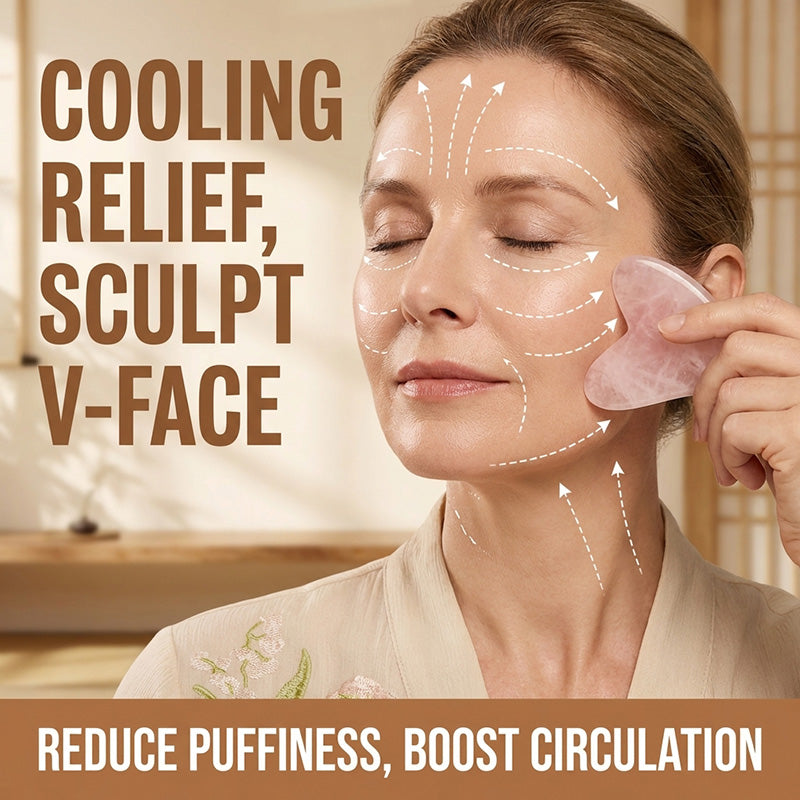 💖Hjerteformet Gua Sha-massasjeapparat med naturlig krystall – Gua Sha-verktøy for hele kroppen for ansikt, nakke og kropp