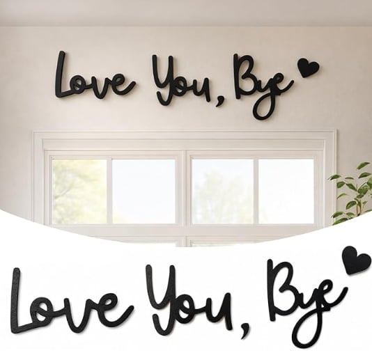 "Love you Bye" ✨Veggdekorasjon i tre - Ingen veggskader