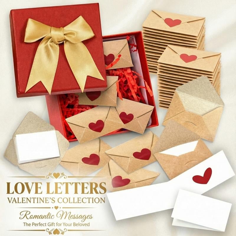 💖Heit Valentinsdagstilbud🌹DIY Love Letter Box – Mini blanke kort og konvolutter ✨💖