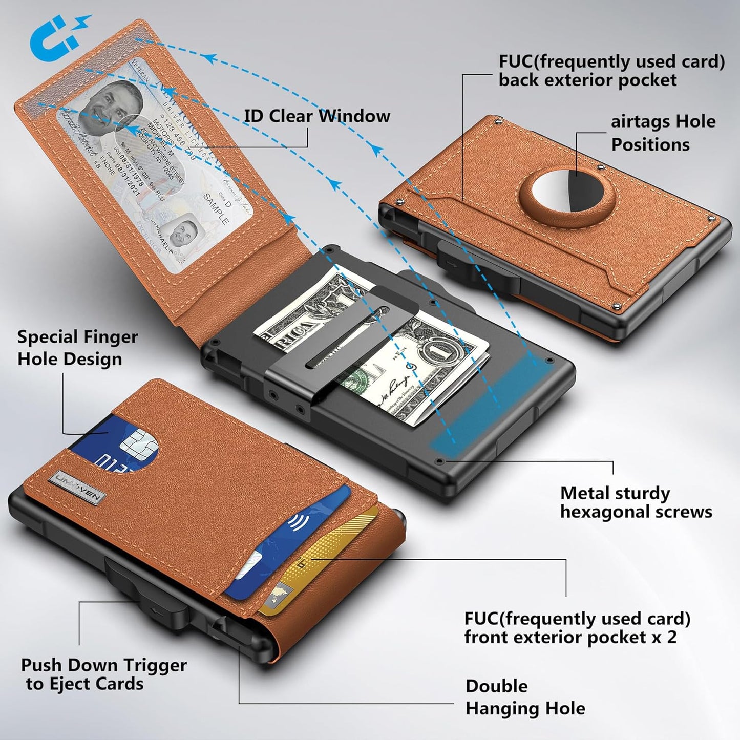 ✨AirTag-lommebok for menn – Med et uttrekkbart aluminiumsdeksel, RFID-beskyttelse og et minimalistisk design med to rom.