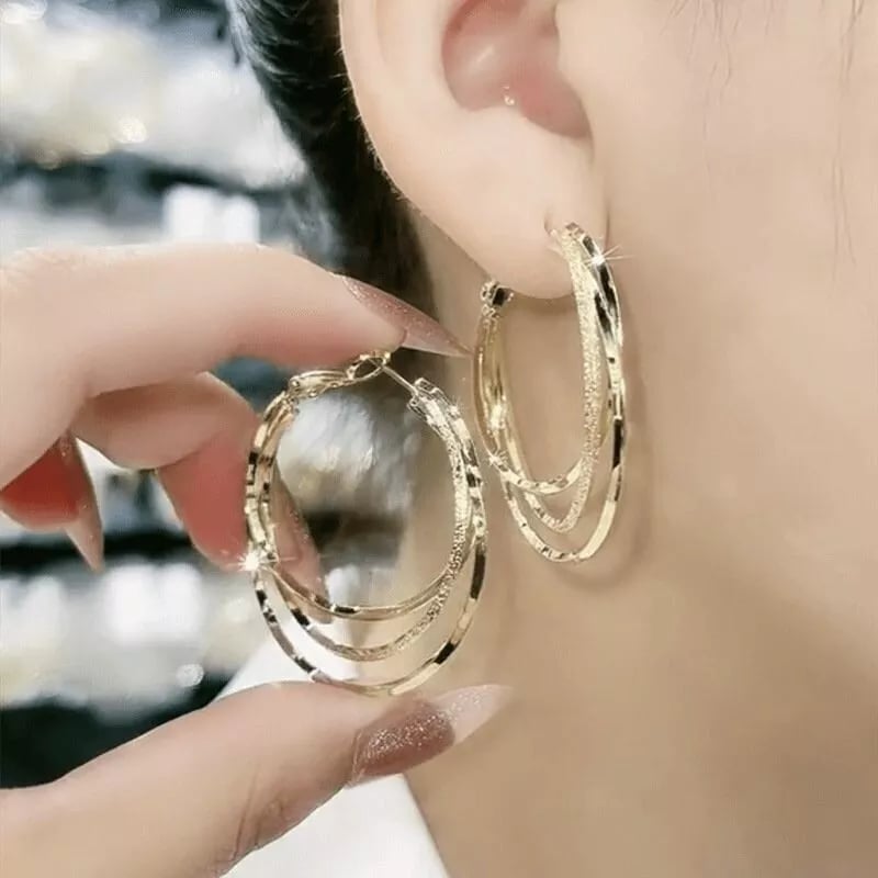 💍Enkle flerlags bøyle-øredobber🌿Unikt design!
