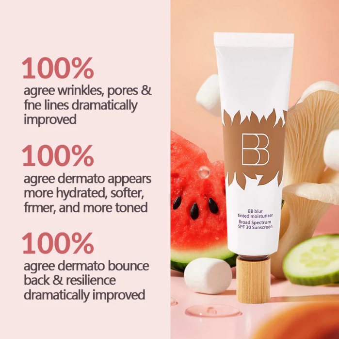 💖Kjøp 1 få 1 gratis💧BB Blur Tinted Moisturizer SPF 30 – Gir huden din umiddelbart lysere, fukter og glatter ut den