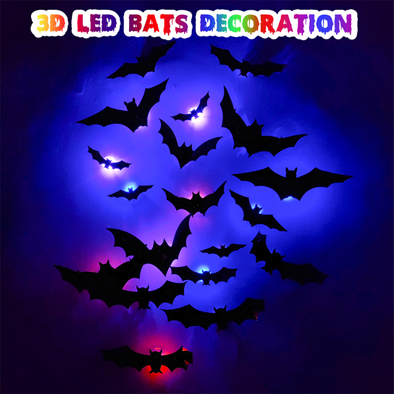 🦇Halloween-dekorasjon: 3D LED-vegglampe formet som en flaggermus