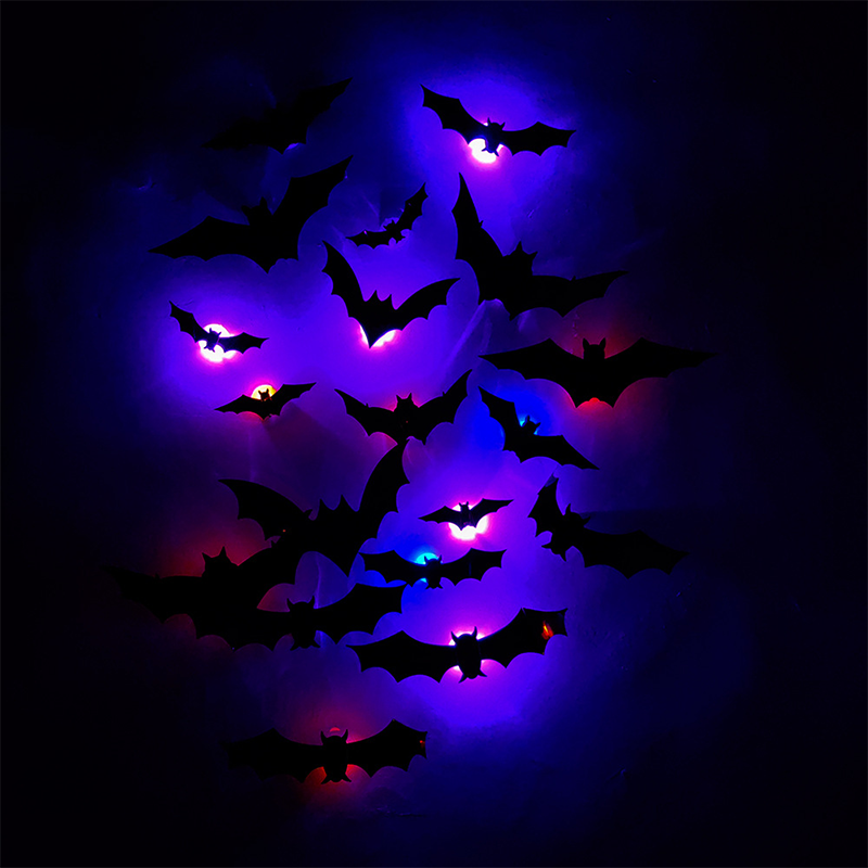 🦇Halloween-dekorasjon: 3D LED-vegglampe formet som en flaggermus