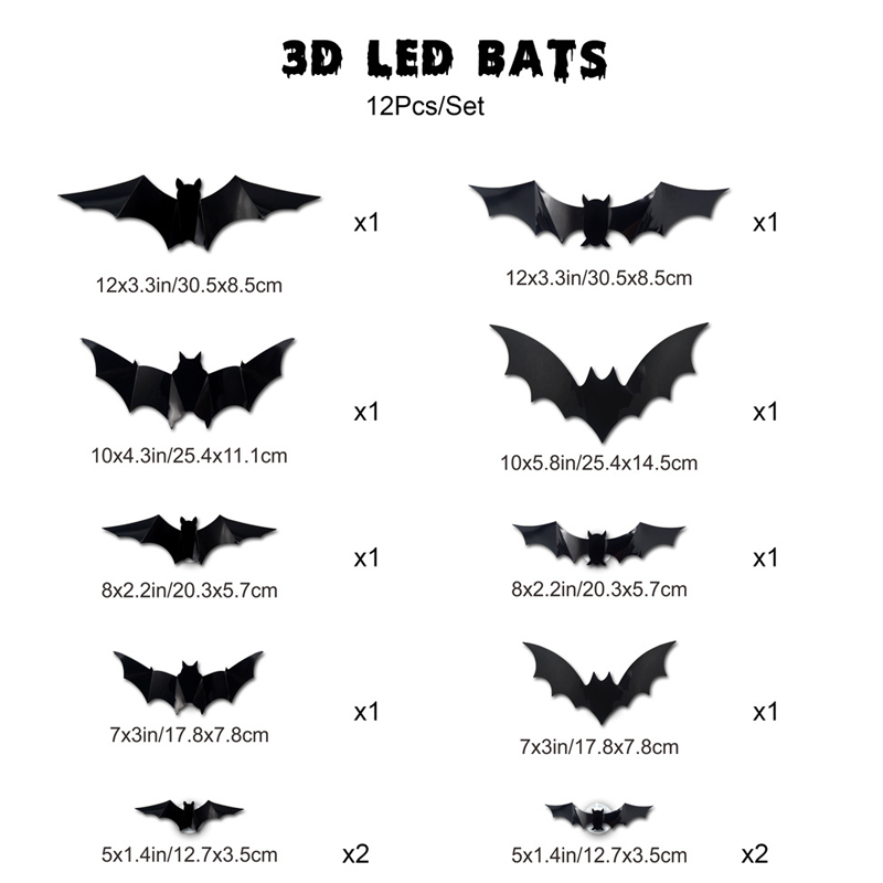 🦇Halloween-dekorasjon: 3D LED-vegglampe formet som en flaggermus