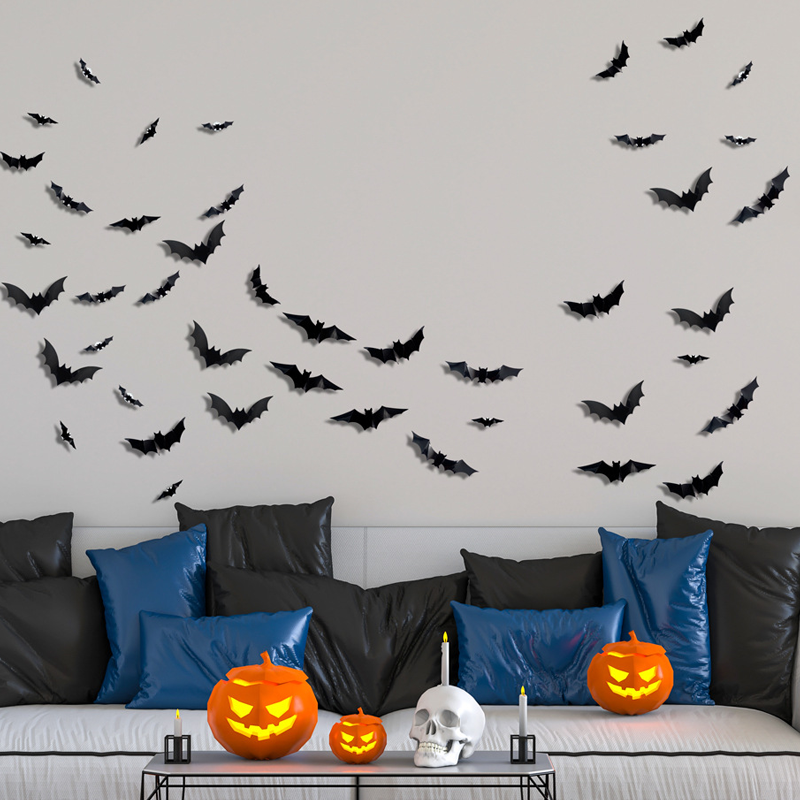 🦇Halloween-dekorasjon: 3D LED-vegglampe formet som en flaggermus