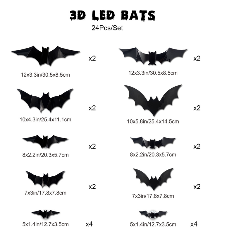 🦇Halloween-dekorasjon: 3D LED-vegglampe formet som en flaggermus