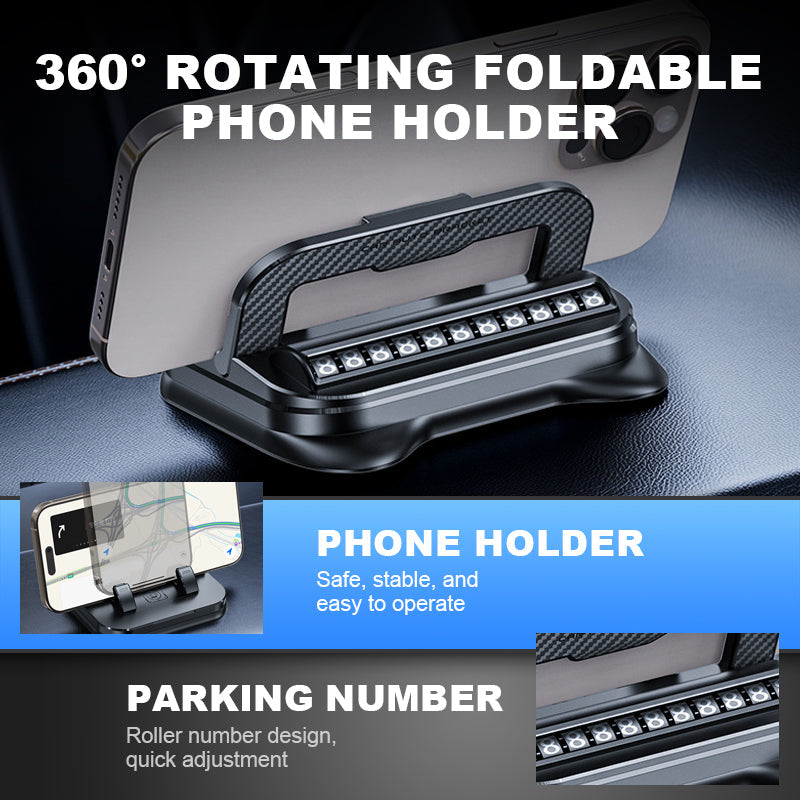 ✨ 360° roterbar, sammenleggbar telefonholder – universell design med sklisikker base🚗