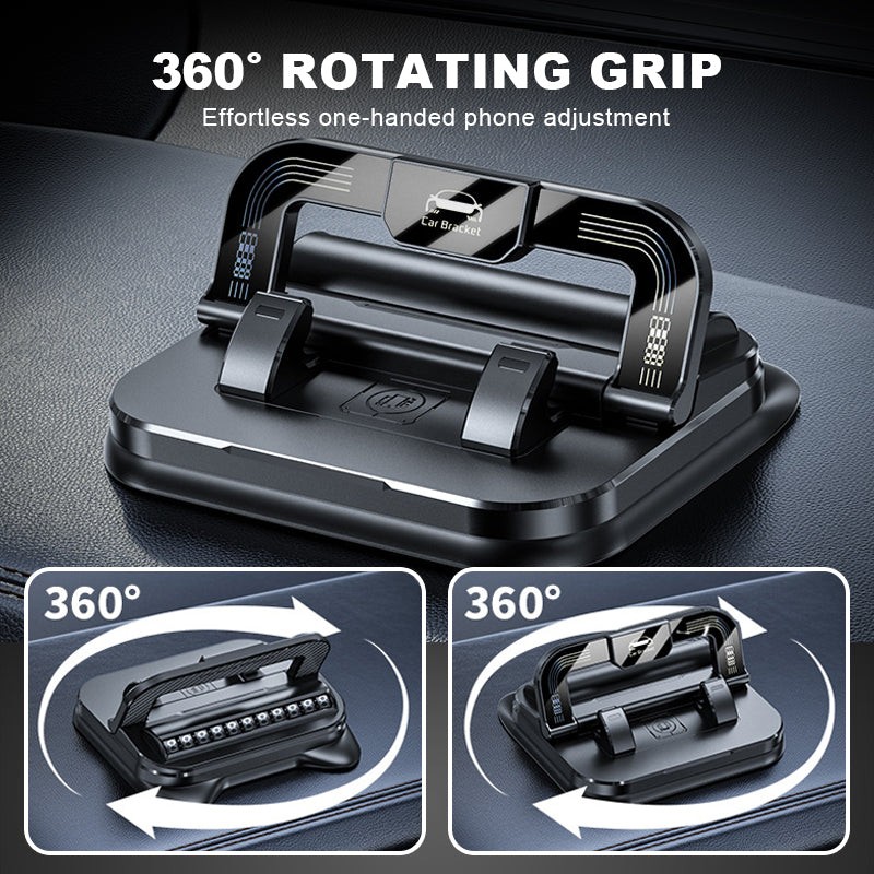 ✨ 360° roterbar, sammenleggbar telefonholder – universell design med sklisikker base🚗