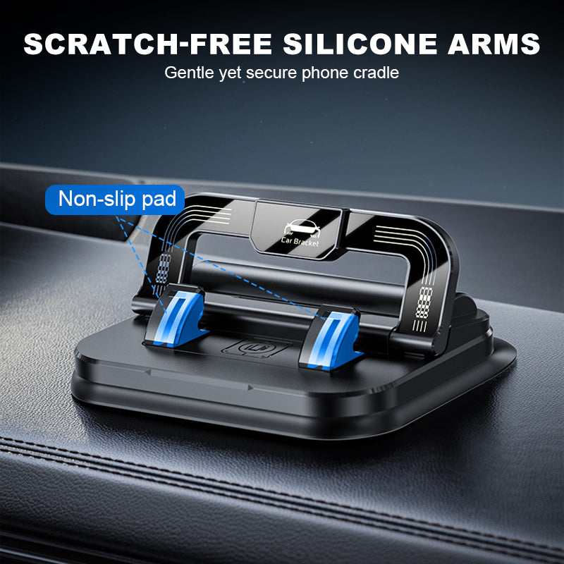 ✨ 360° roterbar, sammenleggbar telefonholder – universell design med sklisikker base🚗