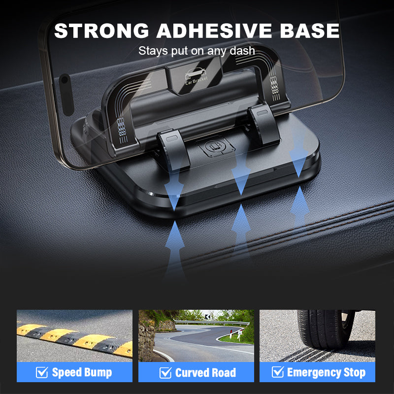 ✨ 360° roterbar, sammenleggbar telefonholder – universell design med sklisikker base🚗