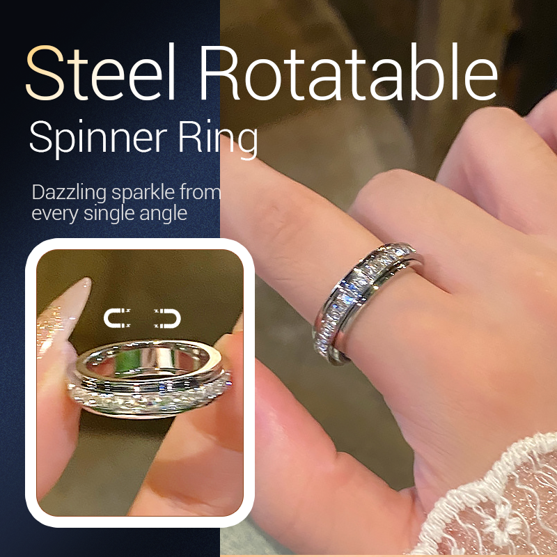 ⏳ Siste dag: 50 % på hele sortimentet!⏰💖Dreiende spinnerring i titanstål med zirkonia