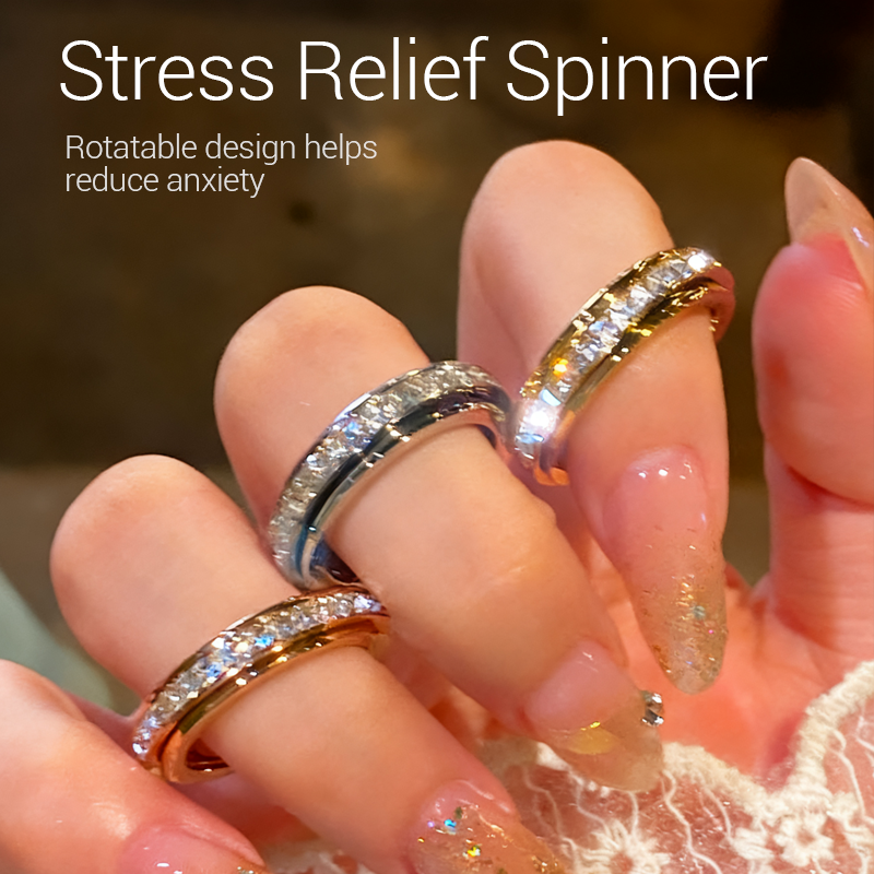 ⏳ Siste dag: 50 % på hele sortimentet!⏰💖Dreiende spinnerring i titanstål med zirkonia