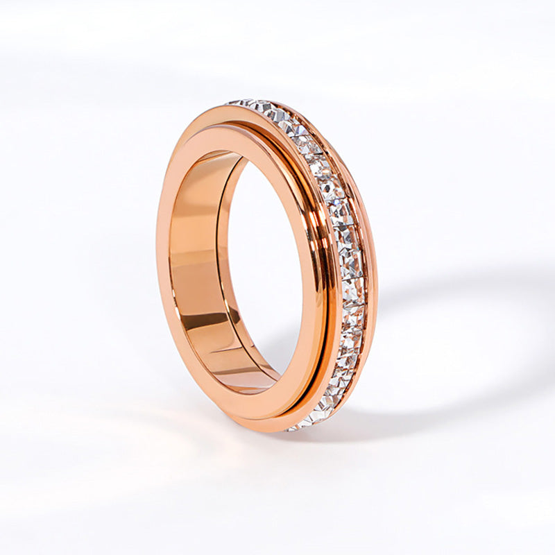 ⏳ Siste dag: 50 % på hele sortimentet!⏰💖Dreiende spinnerring i titanstål med zirkonia