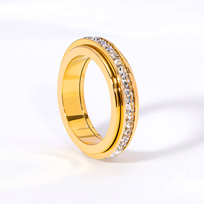 ⏳ Siste dag: 50 % på hele sortimentet!⏰💖Dreiende spinnerring i titanstål med zirkonia