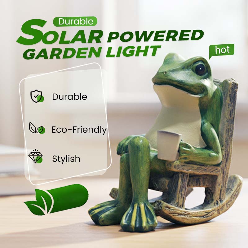 🐸 Solcelledrevet gyngende froskelampe — lyser automatisk om natten ☀️✨