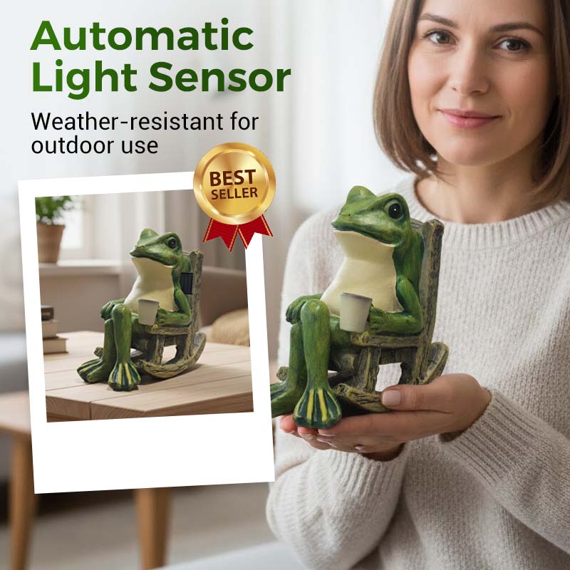 🐸 Solcelledrevet gyngende froskelampe — lyser automatisk om natten ☀️✨