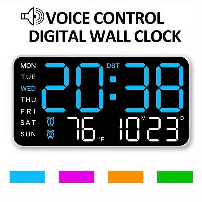 ✨Stor digital veggklokke med LED-skjerm, datovisning og termometer, perfekt gave til eldre, dekorasjon til stue og soverom