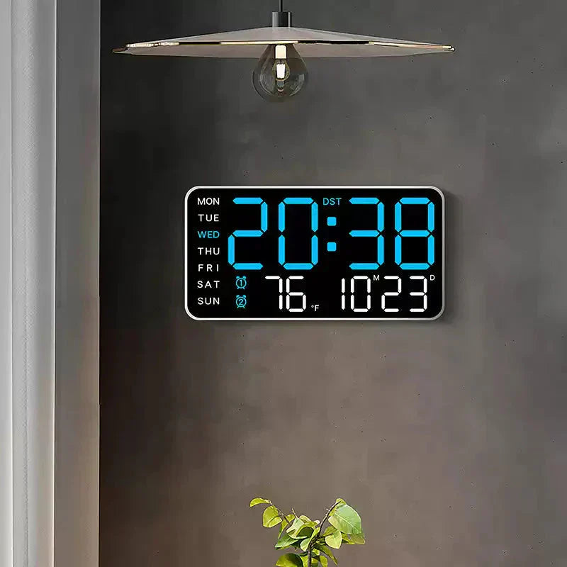 ✨Stor digital veggklokke med LED-skjerm, datovisning og termometer, perfekt gave til eldre, dekorasjon til stue og soverom
