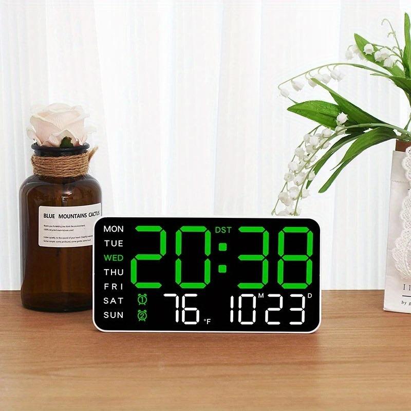 ✨Stor digital veggklokke med LED-skjerm, datovisning og termometer, perfekt gave til eldre, dekorasjon til stue og soverom