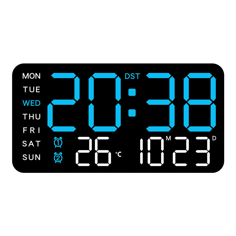✨Stor digital veggklokke med LED-skjerm, datovisning og termometer, perfekt gave til eldre, dekorasjon til stue og soverom