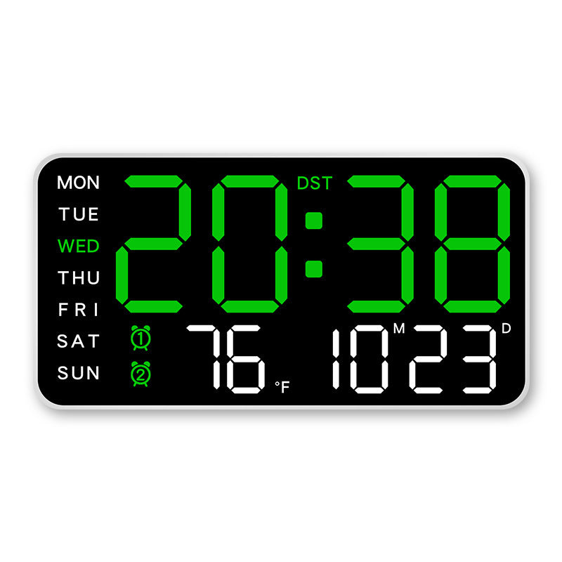 ✨Stor digital veggklokke med LED-skjerm, datovisning og termometer, perfekt gave til eldre, dekorasjon til stue og soverom
