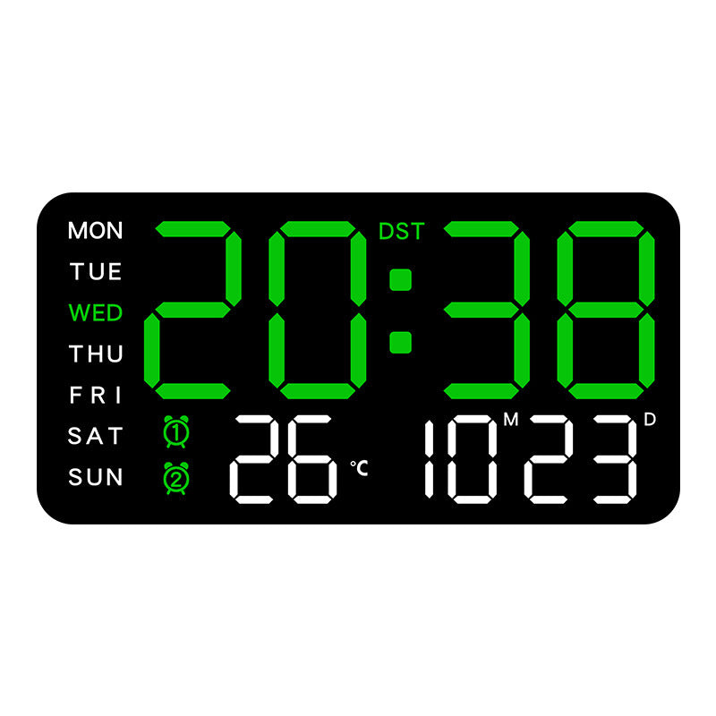 ✨Stor digital veggklokke med LED-skjerm, datovisning og termometer, perfekt gave til eldre, dekorasjon til stue og soverom