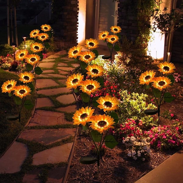 🌻60 % rabatt! ☀️Vanntett solcellelampe – realistiske blomsterblader, vanntett og støvtett (IP65), automatisk belysning i 8–12 timer☀️🌻