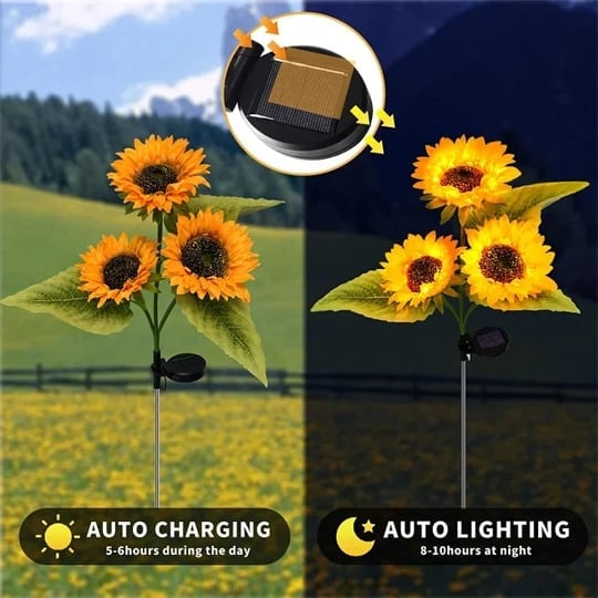 🌻60 % rabatt! ☀️Vanntett solcellelampe – realistiske blomsterblader, vanntett og støvtett (IP65), automatisk belysning i 8–12 timer☀️🌻