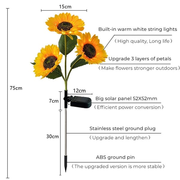 🌻60 % rabatt! ☀️Vanntett solcellelampe – realistiske blomsterblader, vanntett og støvtett (IP65), automatisk belysning i 8–12 timer☀️🌻
