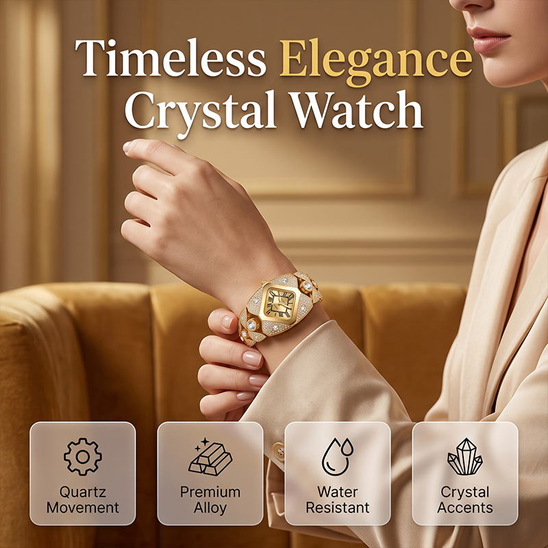 📢⏰50 % rabatt!! 💎Elegant kvartsklokke for kvinner med lenke