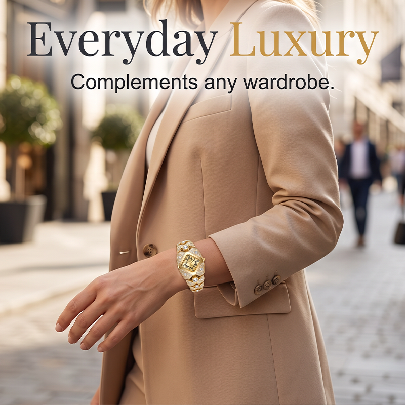 📢⏰50 % rabatt!! 💎Elegant kvartsklokke for kvinner med lenke